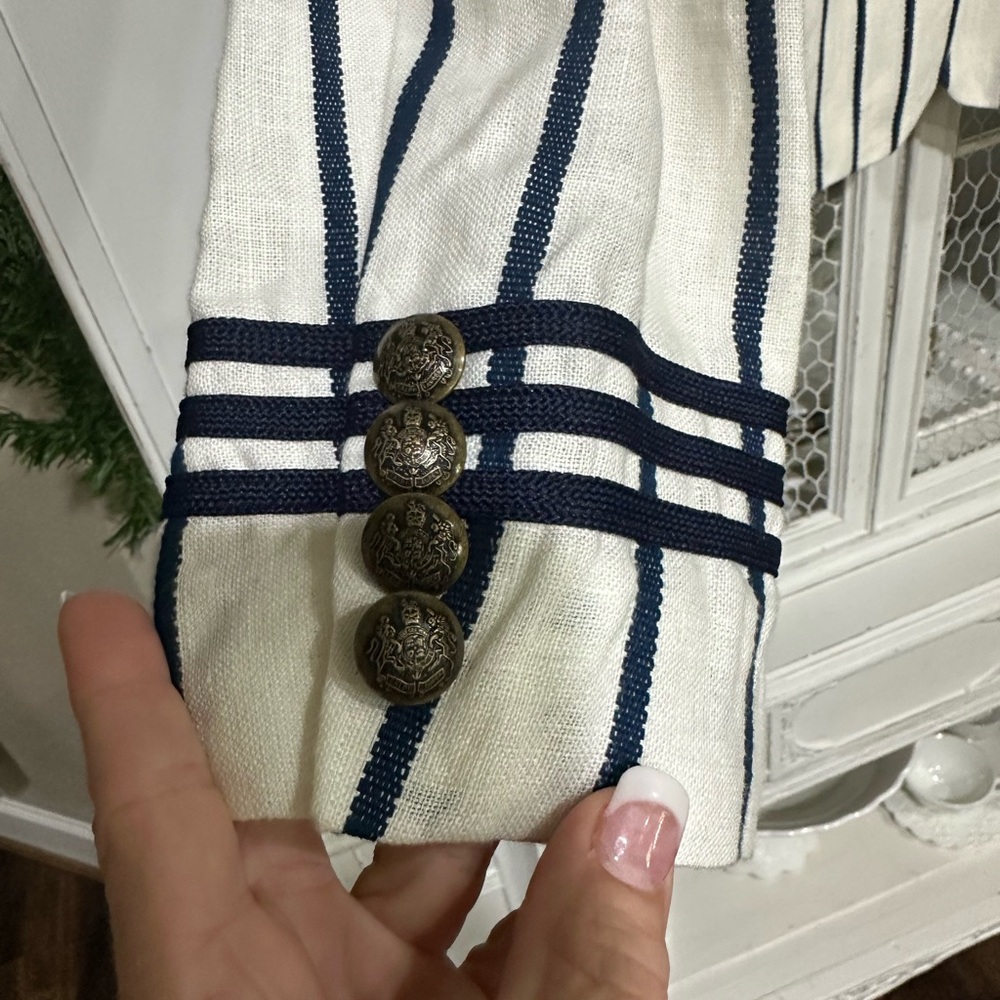 Ralph Lauren Cream Blazer with Navy Vertical Stripes. Size 12. New with tags - Picture 6 of 11